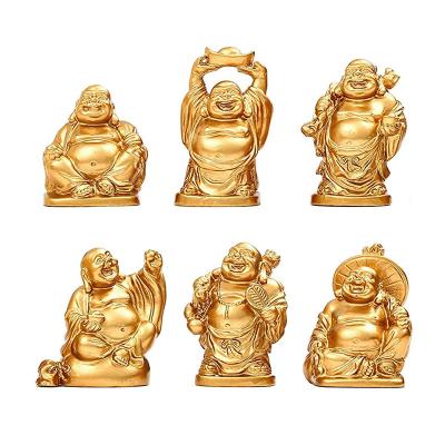 China Collectible Gifts China Feng Shui Decoration Figurines 6 Pieces Set Resin Laughing Buddha Statue for sale