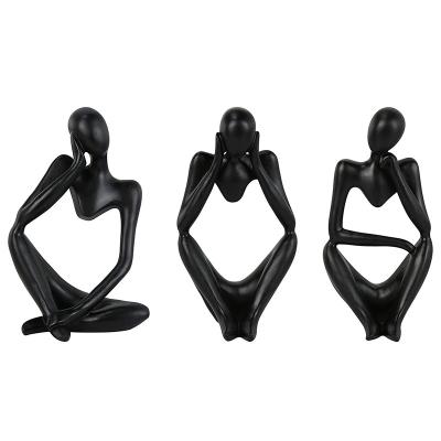 China Africa resin yoga pose figurine for home decorations abstract thinker statue sculpture for sale