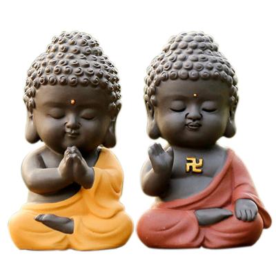 China Beautiful Accessories Zen Baby Buddha Ornaments Environmentally Friendly Ceramic Purple Sand Decoration Office Car Statue for sale