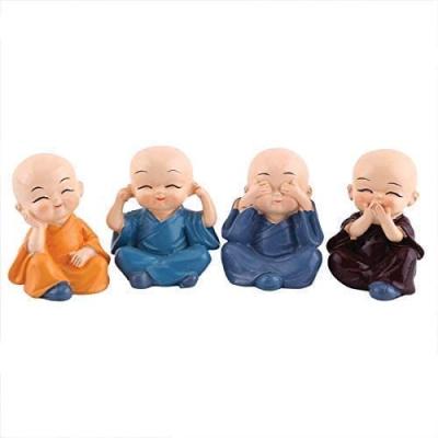 China China Chinese New Small Handsome Zen Living Room Office Desktop Resin Decorative Ornaments Four Buddha Monk Set for sale