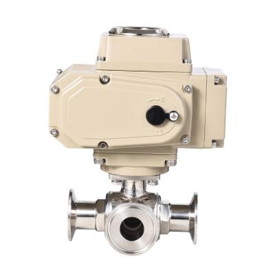 China Dairy 304 Stainless Steel 316L Sanitary Brewing Electric Straight Ball Valve for sale