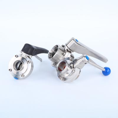 China Dairy Stainless Steel 304 316L Welding Manual Pull Handle Sanitary Butterfly Valve for sale