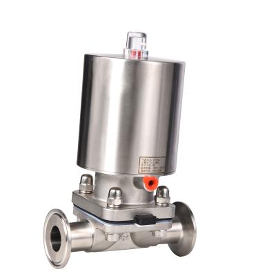 China Sanitary SS316L Dairy Stainless Steel Tri Flange Pneumatic Diaphragm Valve for sale