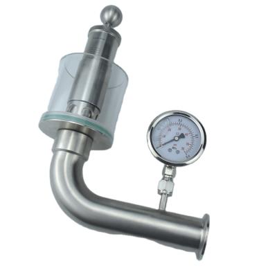 China Sanitary 316L Dairy Stainless Steel Flange Pressure Release Valve With Pressure Gauge for sale