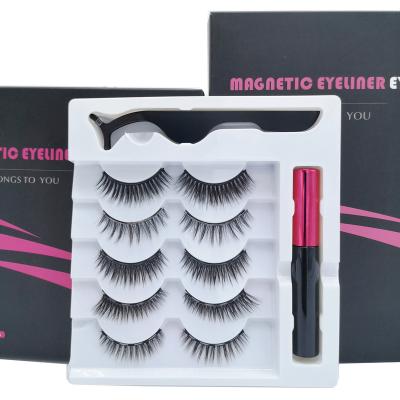 China 5 Pairs 3D Long Natural Magnetic False Eyelashes and Eyeliner Magnetic Eyelashes Private Label Kit Magnetic Packaging for sale