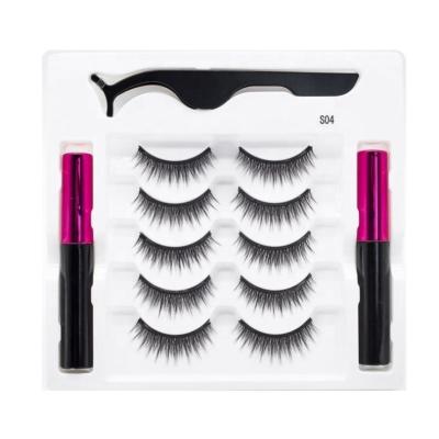 China Promotional Long Best Quality Natural Magnetic Eyelash With Eyeliner Eyelash With Magnet Packing Box for sale