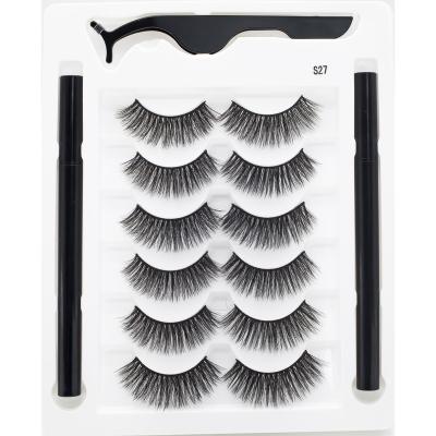 China Long False Lashes NEW Natural Clear Invisible Strip Pack 6 Pair Self Adhesive Unique False Lashes For Women Makeup With Eyeliner for sale