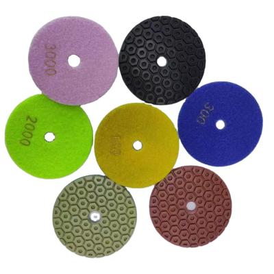 China 100mm Resin and Diamond Granite Marble Stone Floor Polishing Pad for Wet Dry Polisher for sale