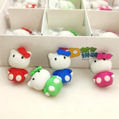 China Hot Selling Office Eraser Eraser (Pencil) Eraser Kitty 3d Puzzle Eraser For School Students for sale