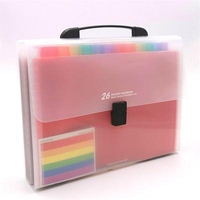 China Hot Selling Rainbow Accordion Design Plastic Clear Index School/Office/Indoor Folder 26 Meeting Pockets, Document File Folder with Snap Button Closure for sale