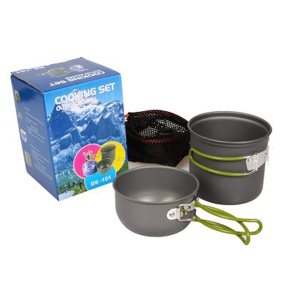 China Sustainable 2 Pcs Set Custom Outdoor Portable Ultralight Camping Cook Pot for sale