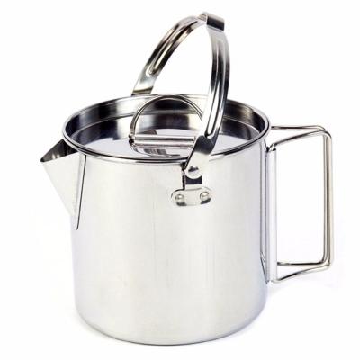 China Sustainable Outdoor Portable Hanging Cookware 1.2L Set Non Stick Cooking Pots Camping Kettle Stainless Steel Teapots for sale