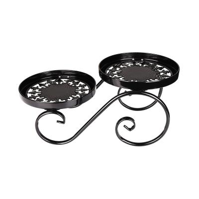 China Durable 2 Tier Metal Planter Stand Iron Flower Pot Beams Outdoor and Indoor Garden Plant Stand Rack for sale