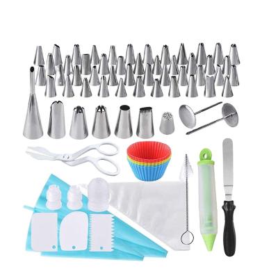 China 100 Pieces Sustainable Stainless Steel Cake Decorating Baking Tool Kit With Piping Bag for sale