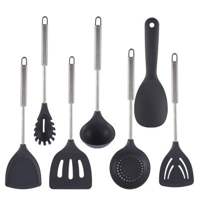 China Sustainable Stainless Steel Kitchenware Kitchen Utensils 8 Piece Silicone Cookware Set for sale