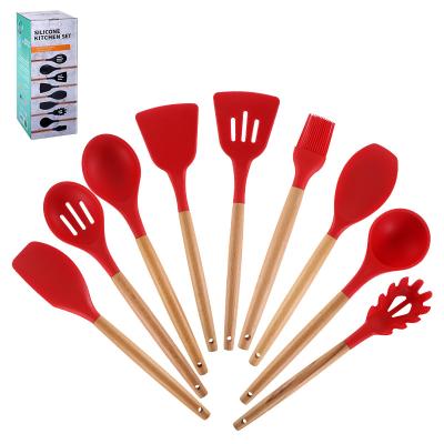 China Non Sustainable 11 Pieces Heat Resistant Stick Spoon Cooking Tools Silicon Kitchen Utensil Set for sale