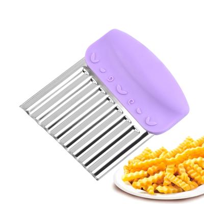 China Viable Manual Carrot Chip Wavy Slicer Vegetable Potato Cutter Stainless Steel French Fries Fold Cutter for sale