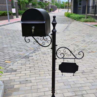 China European Style Wrought Iron Wall Mounted Vill Stand Letter Box Rainproof Mail Boxes Black Mailing Box for sale