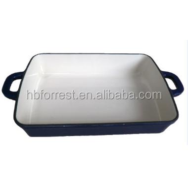 China Sustainable Rectangular Enamel Cast Iron Roasting Pan for sale