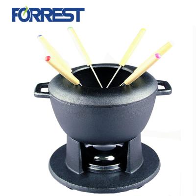 China Sustainable High Quality Cast Iron Cheese Fondue Set With Forks for sale