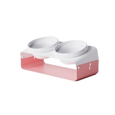 China SPOILKD SUSTAINABLE New No Puddle Pet Feeder Ceramic Food Bowls Height Adjustable Raised Dog Bowls For Cat And Small Dog Bowls for sale