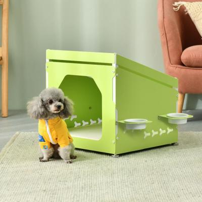 China New High Quality Stocked Housing Cat Cube Pet House Outdoor And Indoor House With Double Ceramic Bowls for sale