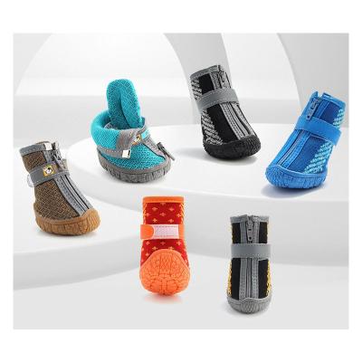 China Wholesale Stocked Mesh Surface Anti-Slip Puppy Hiking Air Adjustable Dog Boots Small Medium Large Dog Shoes for sale