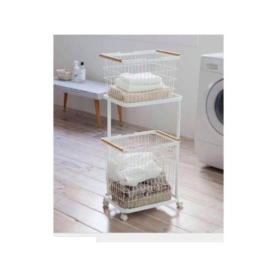 China Best Quality Modern Metal Rolling Cart Laundry Storage Storage Sorter Service Line Hanging Basket Metal Wicker Baskets With Good Price for sale