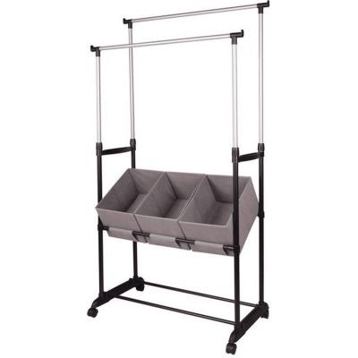 China Professional Supplier Simple Design (Height) Adjustable Metal Garment Rack With Storage for sale