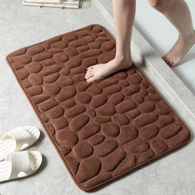 China Sustainable Foot Mat Coral Fleece Floor Mat Household Memory Foam Embroidered Bathroom Thickened Absorbent Floor Mat Door for sale