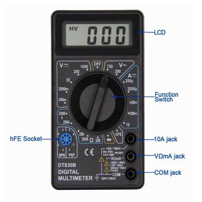 중국 838 Handheld Digital Multimeter 200m-500V Measuring Voltage Range 판매용