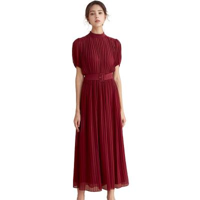 China Anti-Static Wholesale OEM Chiffon elegant European and American dress 2023 new temperament wine red slim long cross-border skirt dress for sale