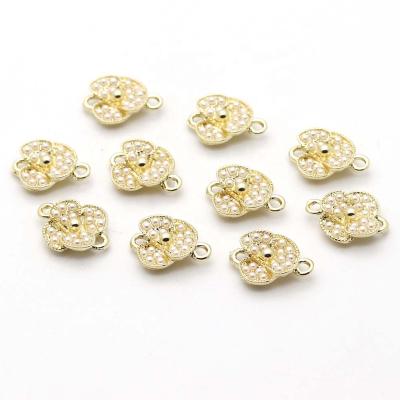 China CLASSIC Rose Flower Shaped Artificial Pearl Charm Connector For Bracelet Charms for sale