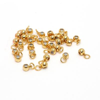 China For Necklace/Bracelet Making 14k 18k Gold Plated Round Set Beads Clasp Chain Stopper Bead Brass Rubber Beads Adjustable Slider Clasp for sale