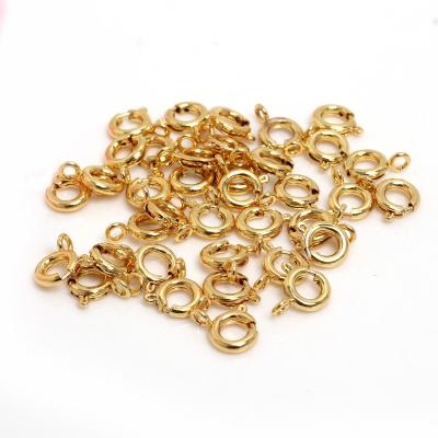 China For Necklace/Bracelet Making DIY Jewelry Making Components Finish Clasp 5mm 6mm 7mm 14k 18k Rose Gold Silver Round Spring Ring Clasp for sale