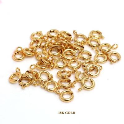 China Narrow Brass Necklace Bracelet End Clasp 18k Gold Filled 5mm Round Spring Ring Clasp For Necklace for sale