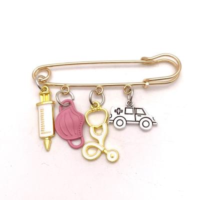 China ALLOY gift for nurse hospital injector maskes ambulance echometer charms pin brooch lovely for sale