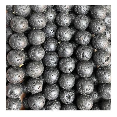 China Black Stone 4/6/8/10/12mm Loose Rock Lava Stone Beads for sale