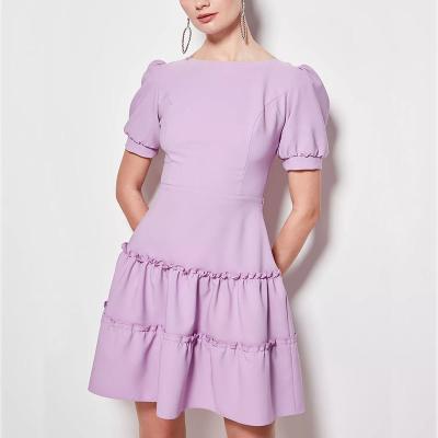 China hot sale Anti-wrinkle soft lavender women dresses ladies casual dresses for sale