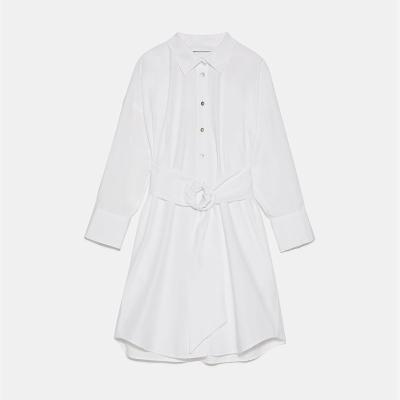 China Anti-wrinkle high quality best selling 100% cotton white long sleeve white summer dress women for sale