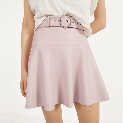 China Sustainable Women's Fashion Solid Light Pink Chiffon Mini Skirt for sale