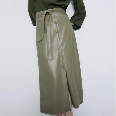 China Sustainable Fashion Women Waterproof Skirts Leather Skirts For Women for sale