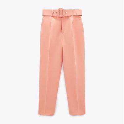 China Wholesale Fashion Anti-wrinkle Formal Women Work Trousers And Slacks With Belt for sale