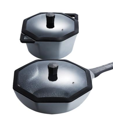 China Household Sustainable Hot Selling Non-stick Pan Set Universal Medical Stone Octagonal Pan for sale