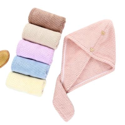 China Customized High Density Microfiber Pineapple Lattice Towel Coral Fleece Hair Drying Towel Turban Towel QUICK DRY Wrap for sale