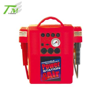 China Portable car battery emegency jump starter camping car jump starter with air compressor LED worklight jump start for sale