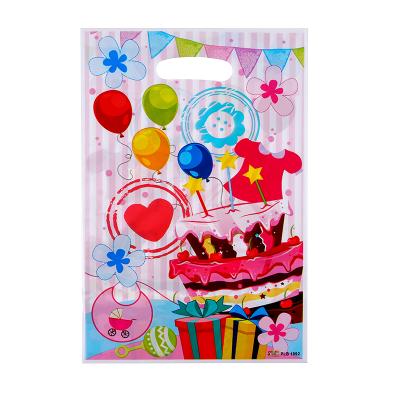 China Simple and noble printed flat plastic shopping bag with handle, reusable gift candy bag for sale