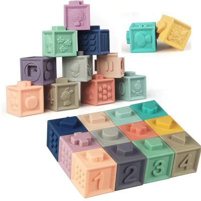 China Educational Toy Soft Block Silicone Natural Rubber Squeeze Game Baby Building Block Sets Factory Wholesale Eco-friendly Material for sale