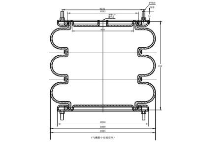 China FT412-32 DS Industrial Air Springs Triple Convoluted Air Bag Rubber 12