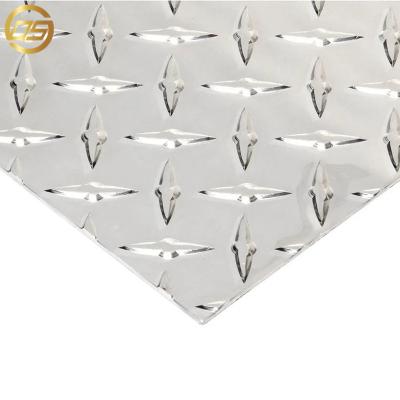 China For Floor 1100 Alloy 5754 H111 Price Factory Embossed Aluminum Diamond Plate For Floor Five Bar Alloy Checker Sheet Metal Tread for sale